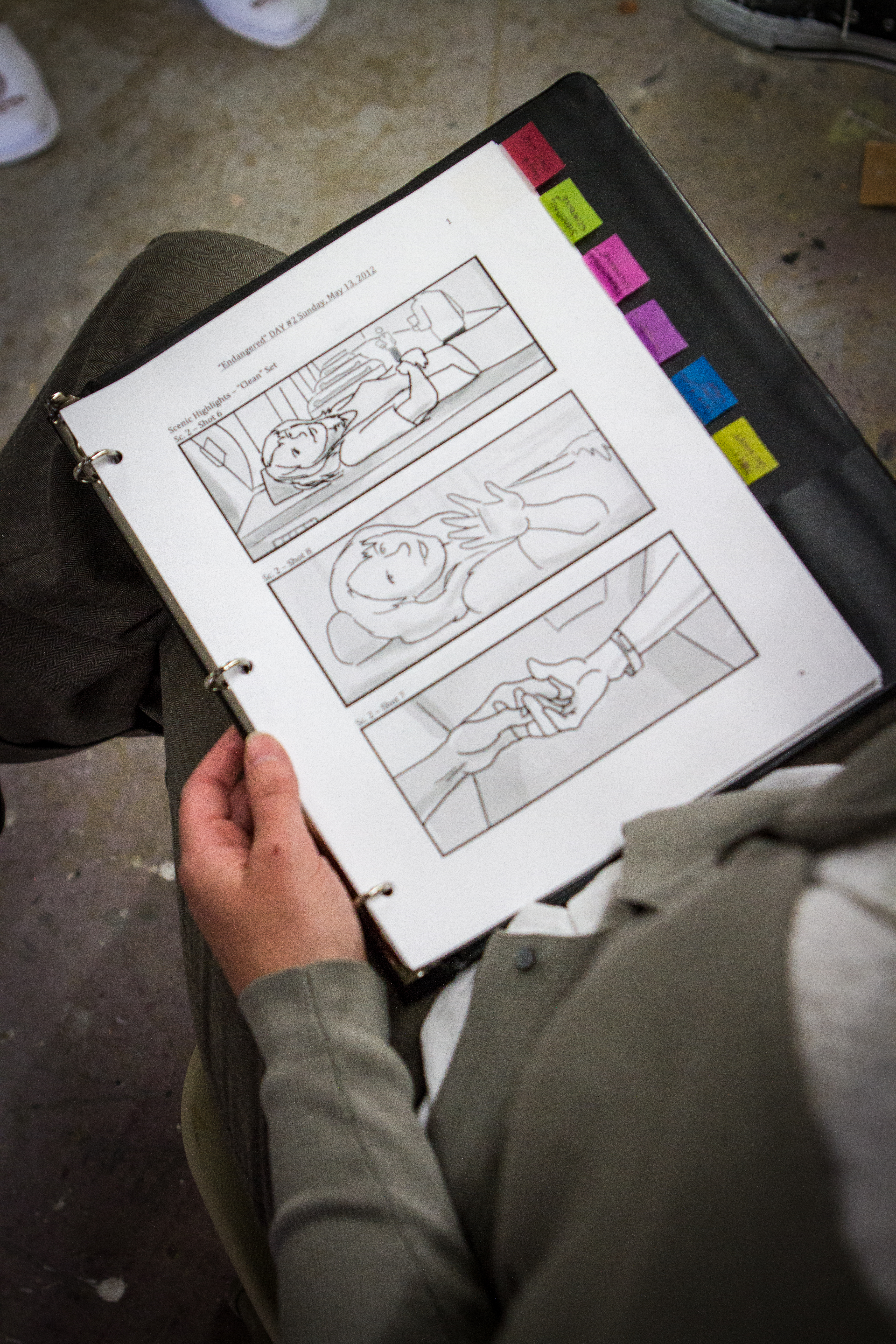 Storyboards on set