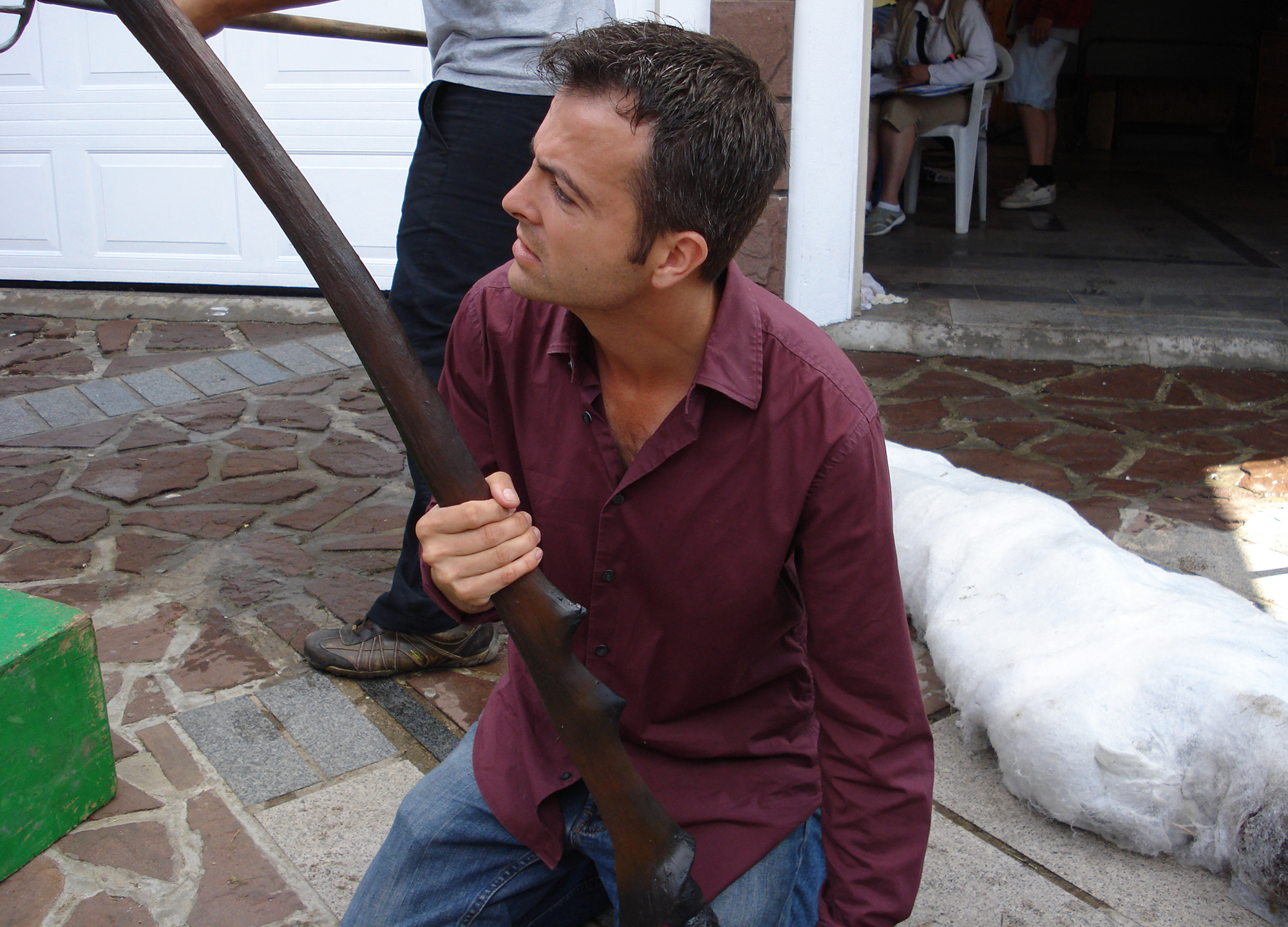 Holding a giant bug leg