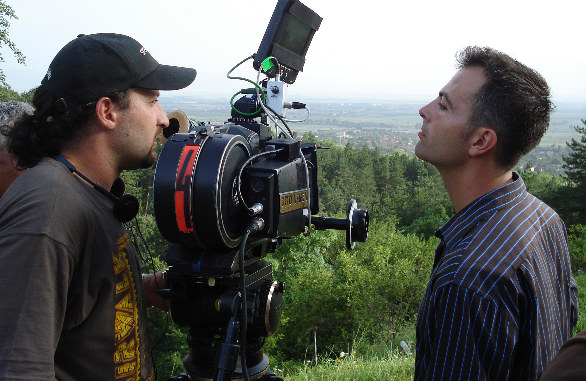 Looking through film camera — hillside