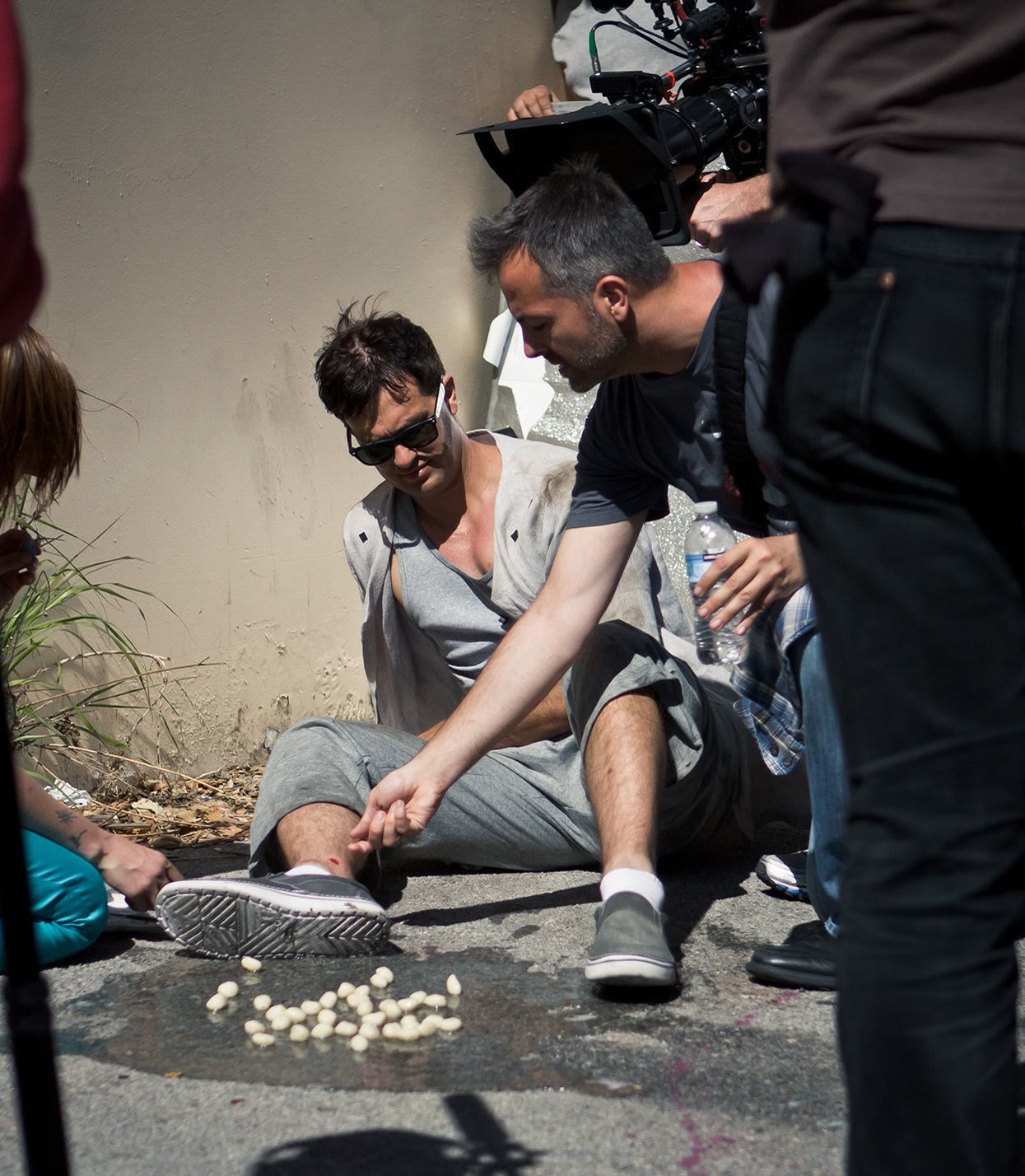 Efram Potelle talking with an actor between takes.